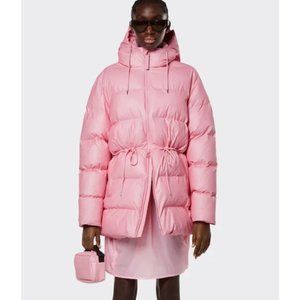 Rains Pink Puffer Jacket
